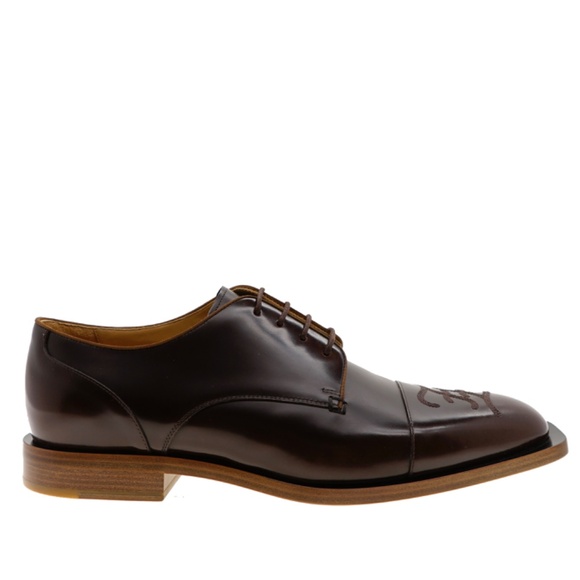 Fendi Oxford Lace-Up Shoes Karligraphy Brown Leather Size 12 New main image 6